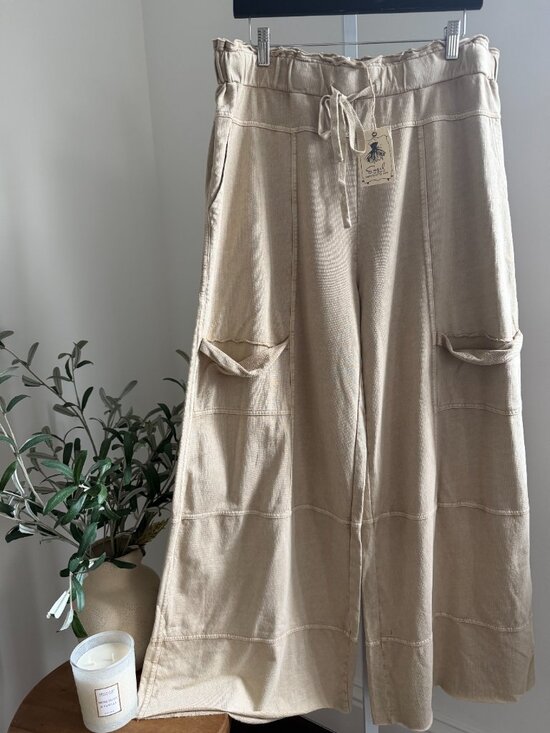 EASEL Pants - EASEL MINERAL WASHED TERRY KNIT PANTS 100% COTTON